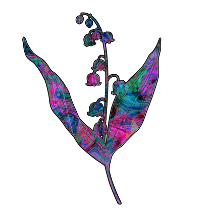 Dark Psychedelic Lily of the Valley Sticker – Abstract Floral Vinyl Decal