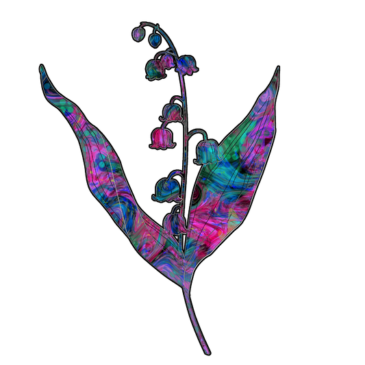 Dark Psychedelic Lily of the Valley Sticker – Abstract Floral Vinyl Decal