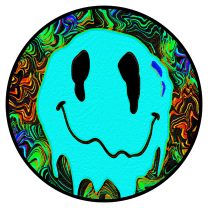 Drippy Teal Smiley Face Sticker – Trippy Vinyl Decal