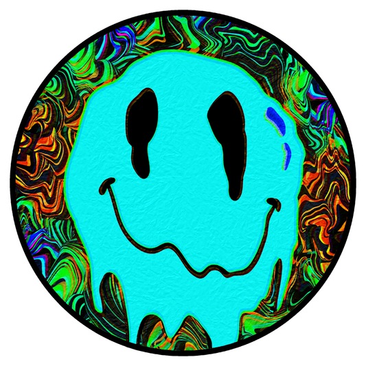Drippy Teal Smiley Face Sticker – Trippy Vinyl Decal