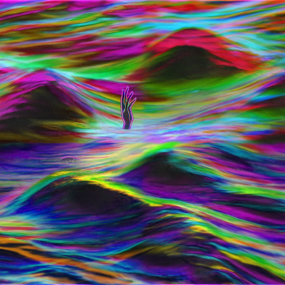 Psychedelic Waves Kiss-Cut Sticker — Colorful Abstract Ocean Vibes