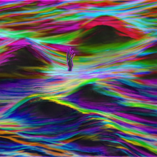 Psychedelic Waves Kiss-Cut Sticker — Colorful Abstract Ocean Vibes