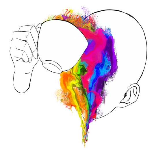 Psychedelic Tea Cup Sticker – Trippy Surreal Vinyl Decal