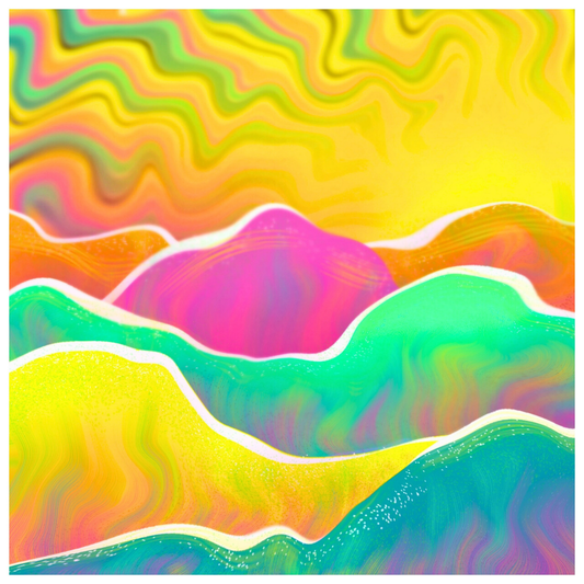 Psychedelic Rainbow Landscape Kiss-Cut Sticker