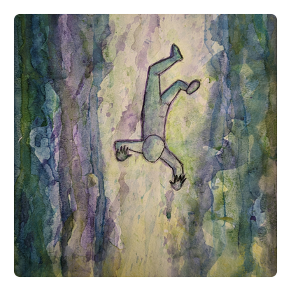 Ethereal Watercolor Wanderer Sticker — Abstract Sunset Figure Kiss-Cut Sticker