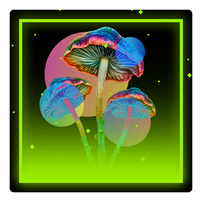Psychedelic Neon Mushroom Sticker - Kiss-Cut Laptop Decal